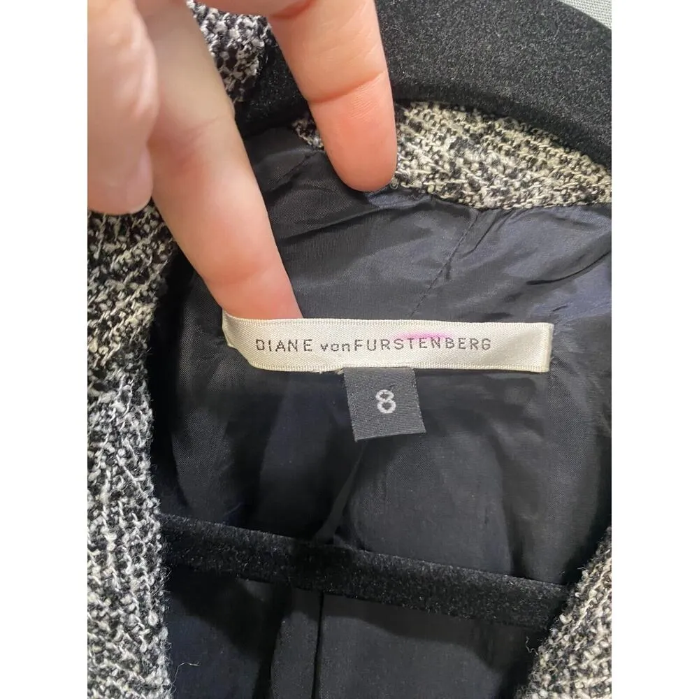 Diane Von Frustenberg Suit jacket  Women's 8 Gray Tweed Long Sleeve Collared C6 - Image 3