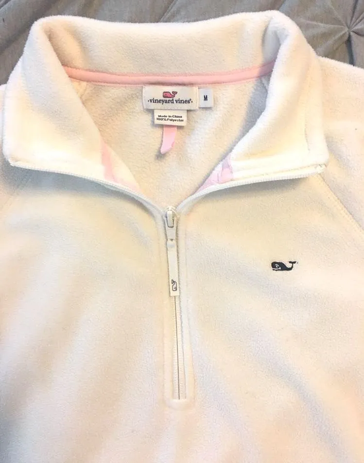 Vineyard Vines Cream Fleece 3/4 Zip - Image 4