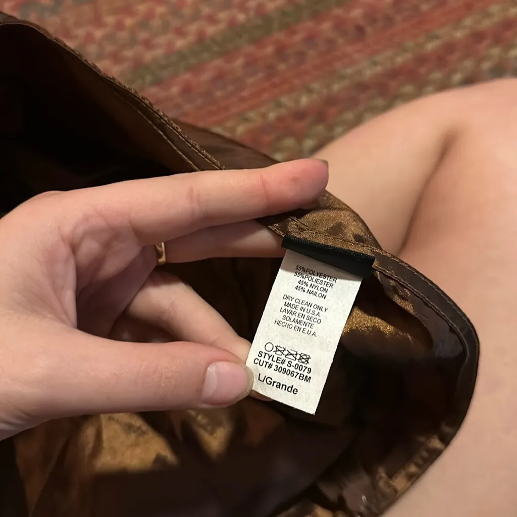 VINTAGE RETRO Y2K BROWN SHINY MESH DETAIL MINI SKIRT Size L - Image 2