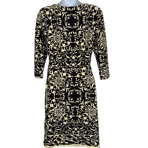 J. MCLAUGHLIN Black & Ivory Floral Emma Pocket Catalina Cloth Dress EUC‎ Small - Image 6