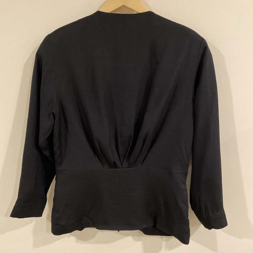 Vintage Carolyn Barton 100% Silk Black Evening Jacket Gem & Pearl Buttons Sz 12 - Image 4