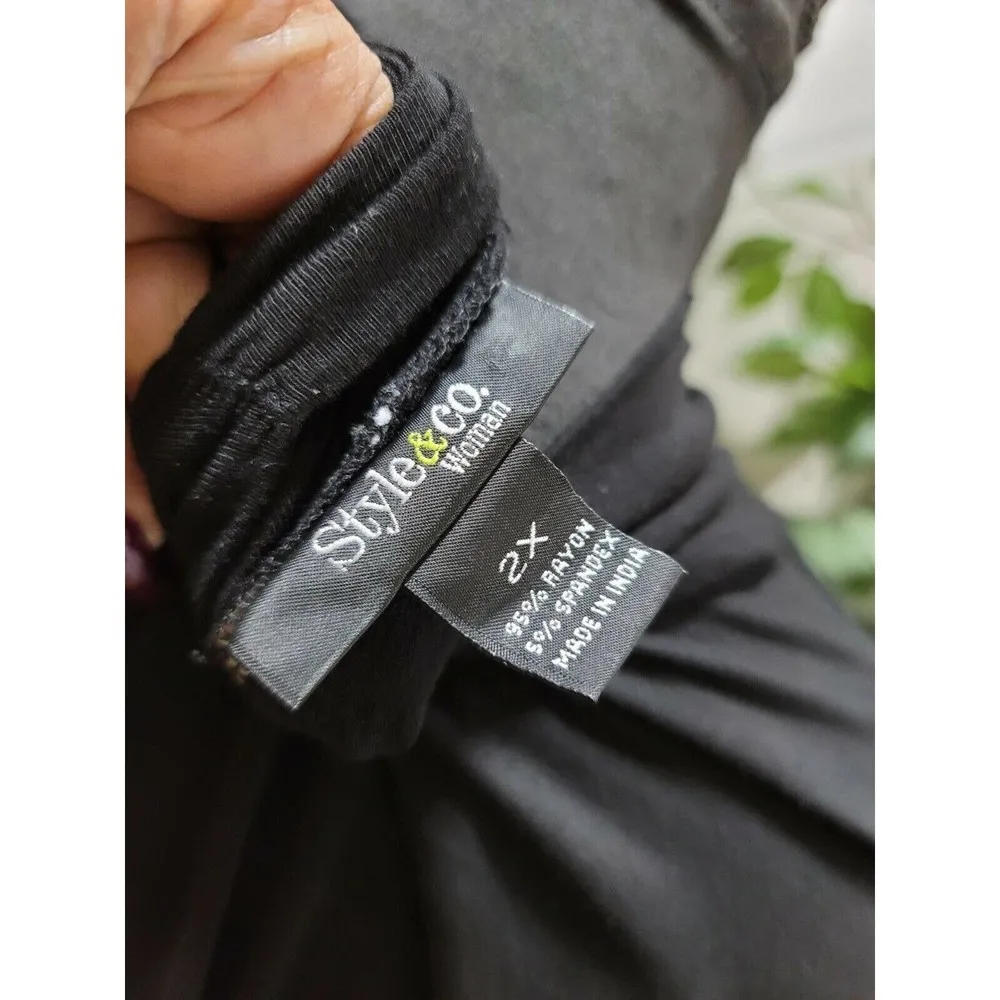 Style & Co. Women's Solid Black Rayon Long Sleeve Mock Neck Plus Fit Top Size 2X - Image 8