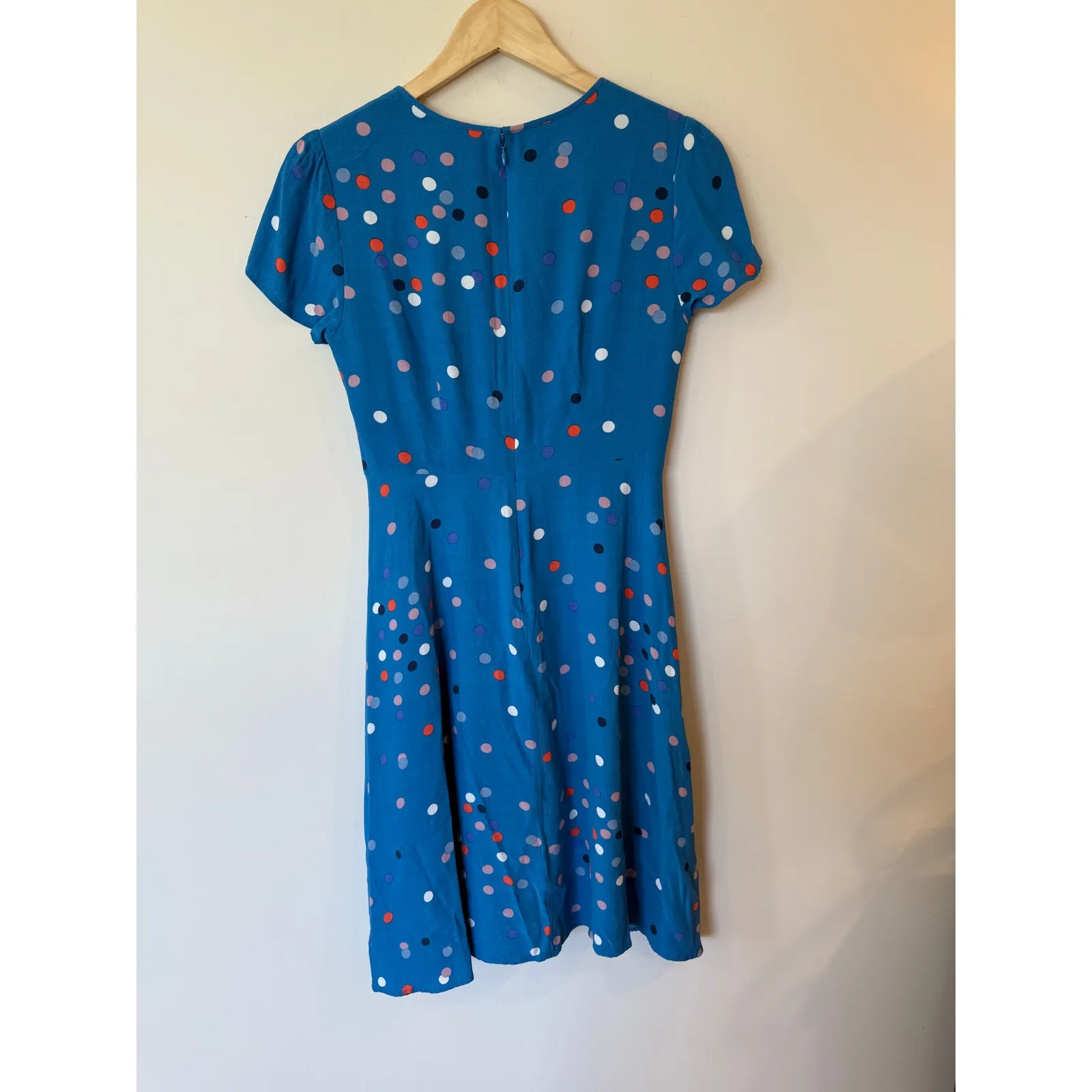 Boden Short Sleeve Fit and Flare Midi Calissa Dress Pleated Blue Women's Size 4 - Image 5