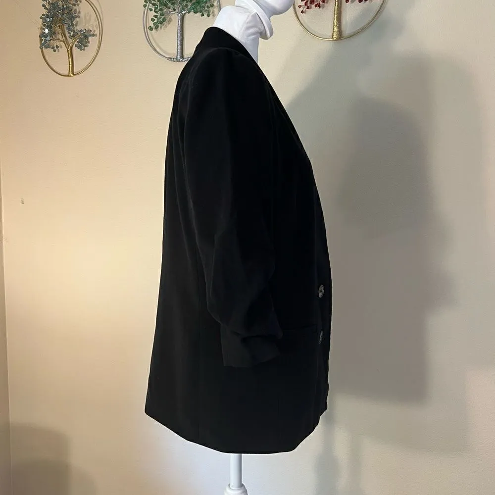 AGB Black Open Front 3/4 Ruched Sleeve Blazer Size 8 Black - Image 3