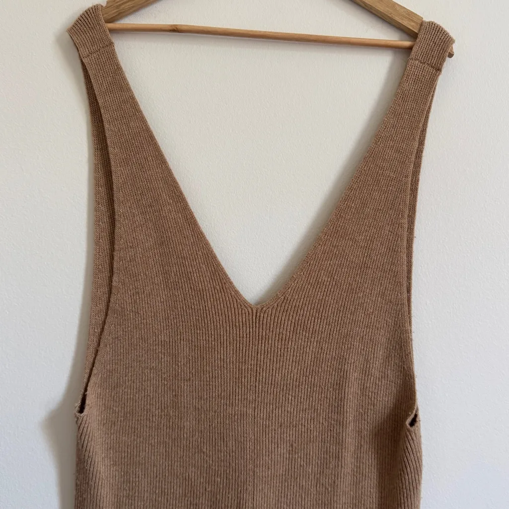 Free People Warm It Up Jumpsuit Size Large Wool Cashmere Tan Brown Comfy - Image 4