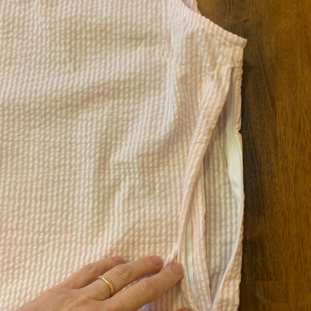 Charlie Paige NWT Top Large Pink White Stripes Tank Top with Ruffled Bib Collar - Image 6