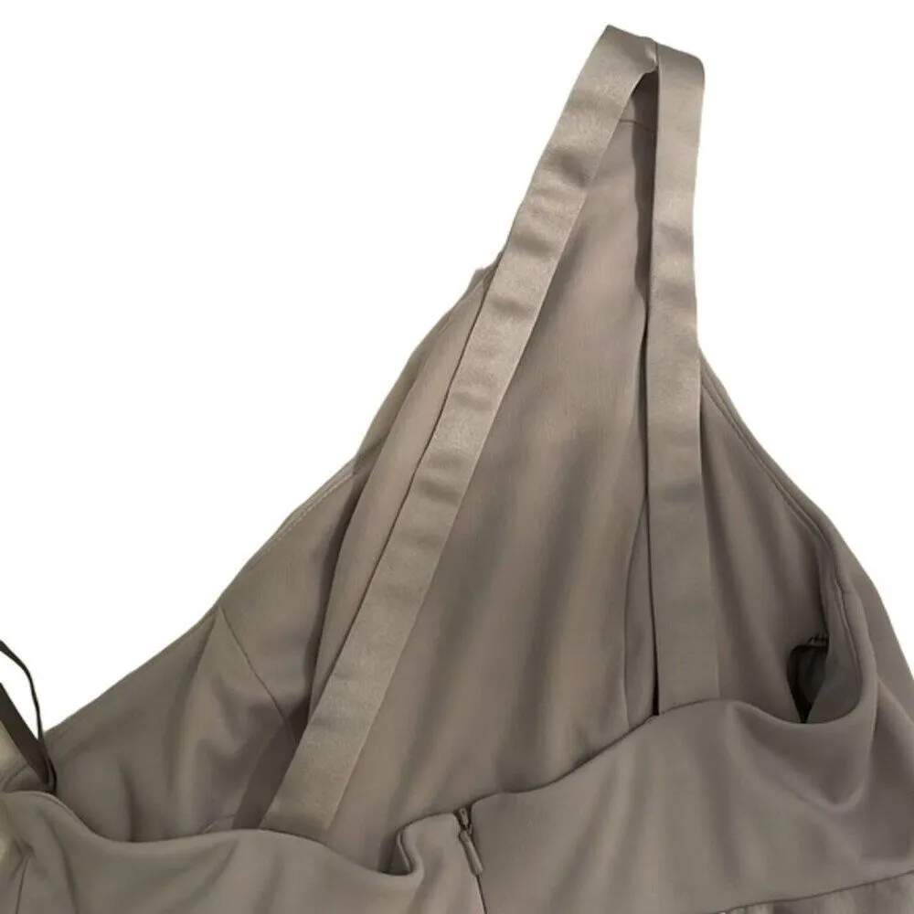 White Vera Wang Grey One Shoulder Jersey Satin Trim Bridesmaid Dress Womens 8 - Image 12