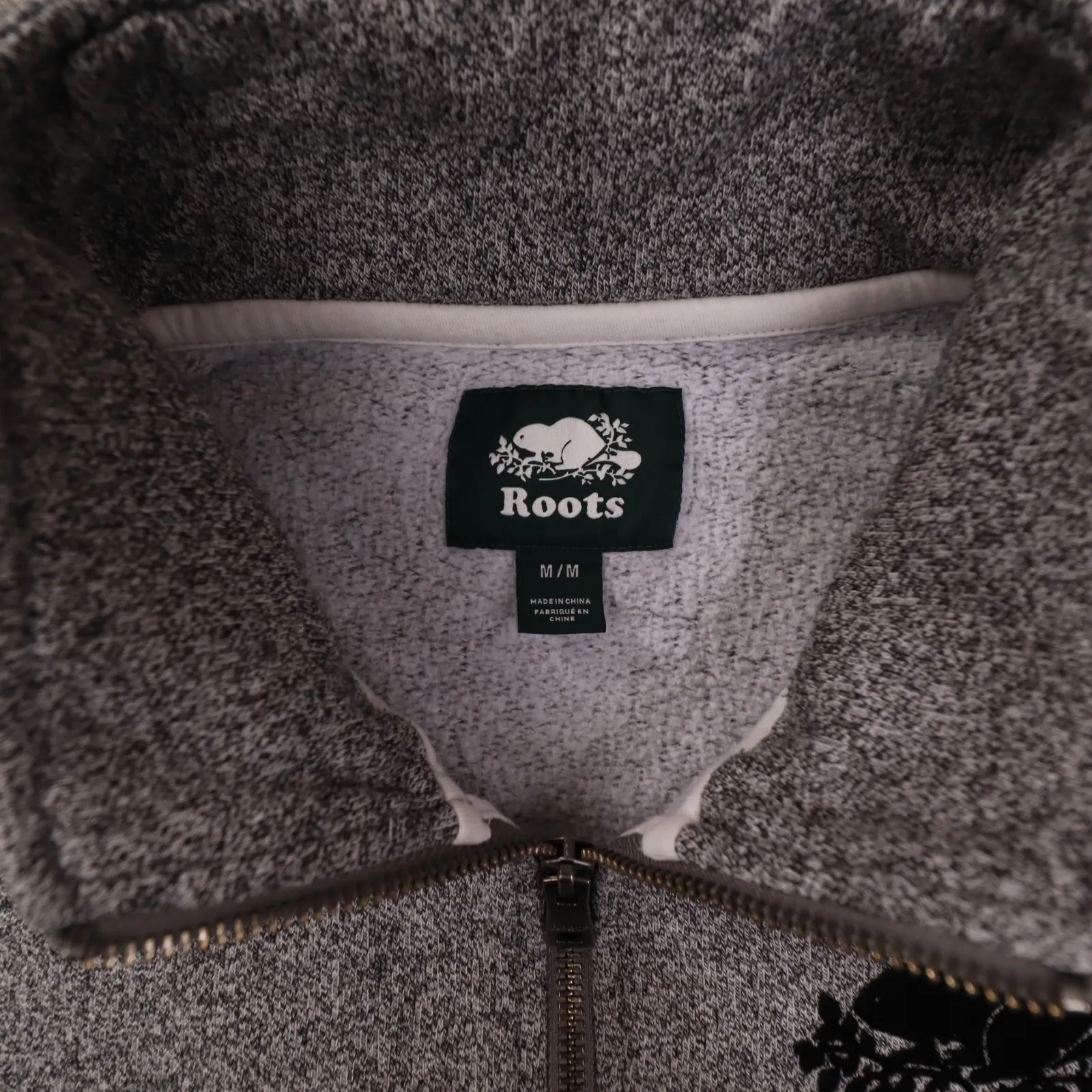 Roots Canada Quarter Zip Sweatshirt Women's Medium Grey Outdoor Gorpcore - Image 2