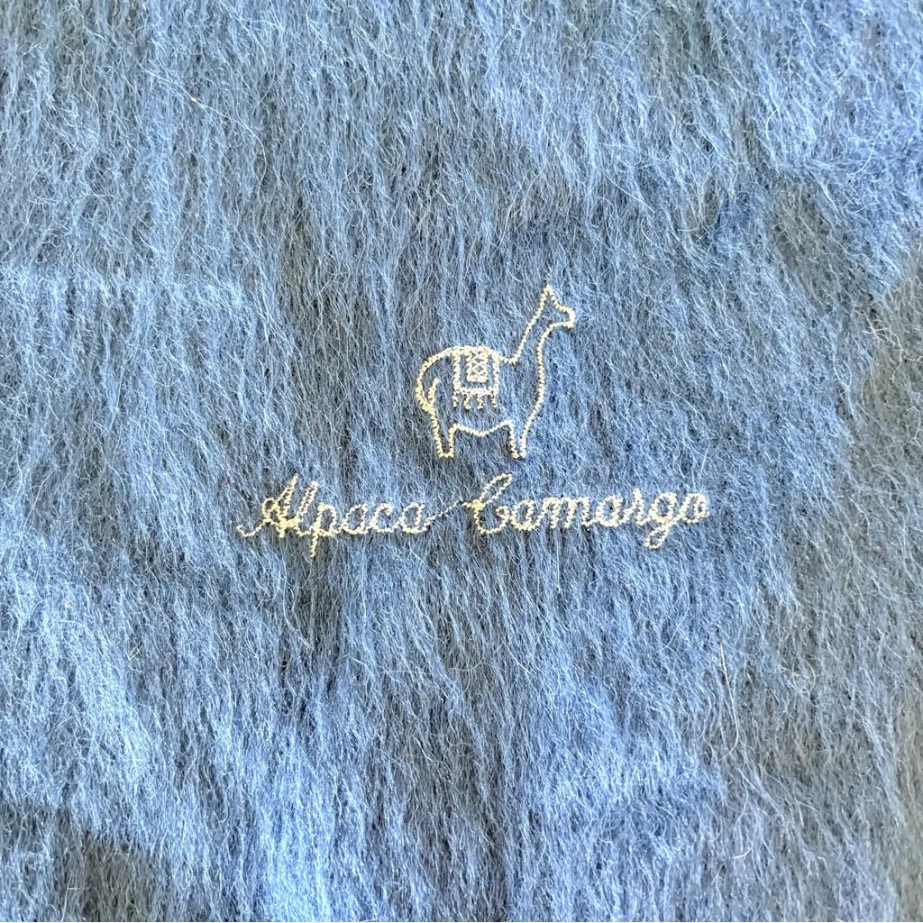 Camargo Alpaca Wool Blue Scarf 74"x9" - Image 4