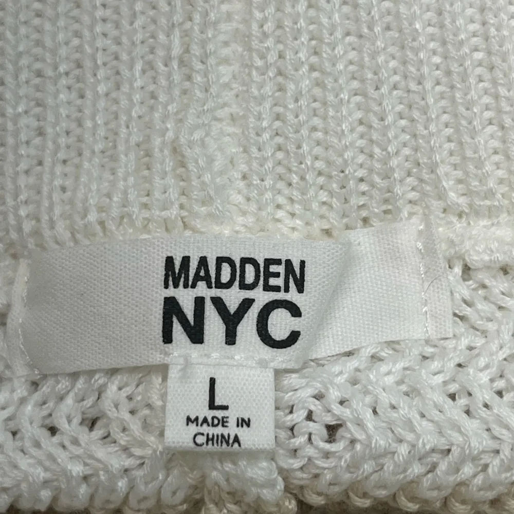 MADDEN NEW YORK CROCHETED STRIPED L SHORTS WITH BEADED DRAWSTRING TIE NEW Tan Size L - Image 5