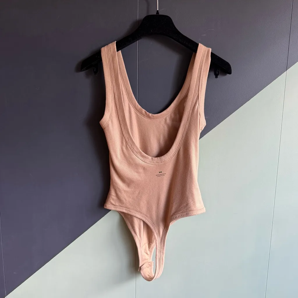 Alexander Wang x Uniqlo Heattech Ribbed Sleeveless Bodysuit, Nude, Size S - Image 2