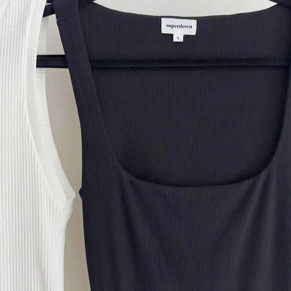ZARA & Superdown Dress Small Lot of 2 Bodycon Midi Tank Rib Knit Minimalist - Image 4