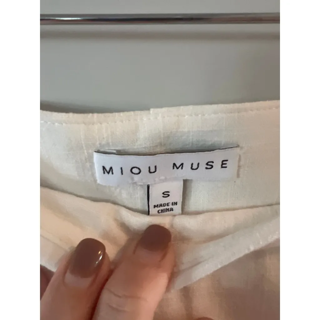Miou Muse White Linen Blend Wrap Front Skort Women’s Small - Image 2