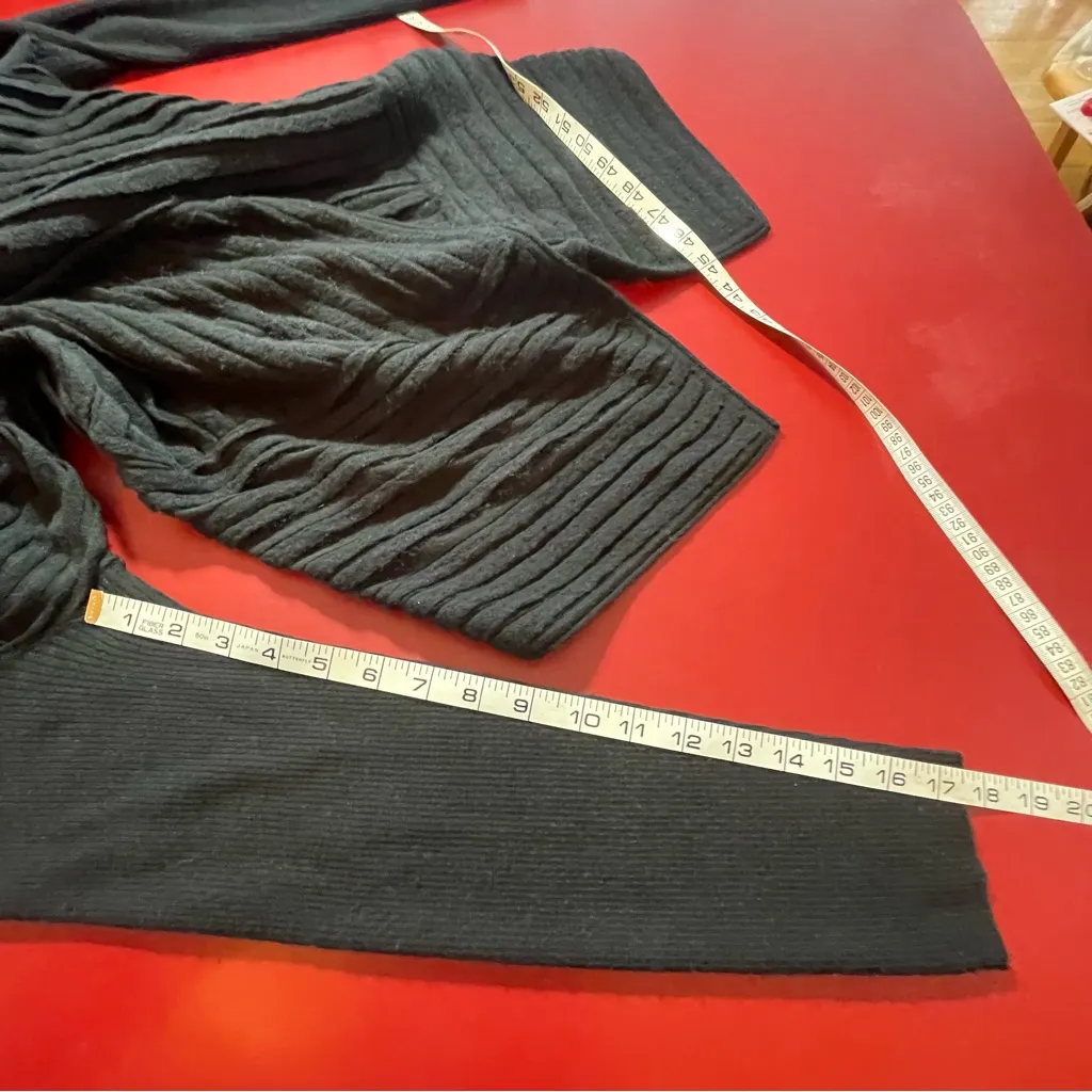 Eileen Fisher Cardigan womens L Wool Blend Rib Knit Drape Front Black Minimalist - Image 8