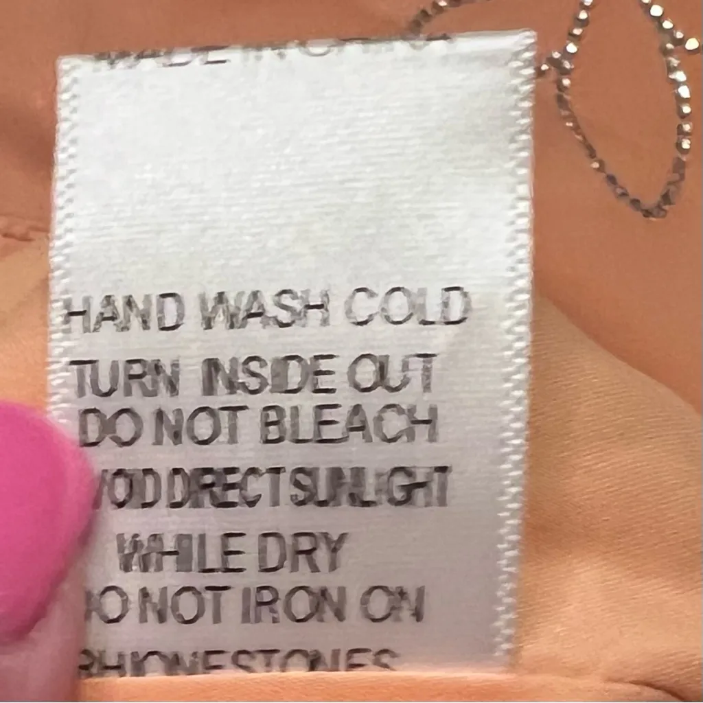 Le Lis Crop Camisole Top & Mini Skirt Set in Nude Peach Rhinestones Size‎ XS/S - Image 14