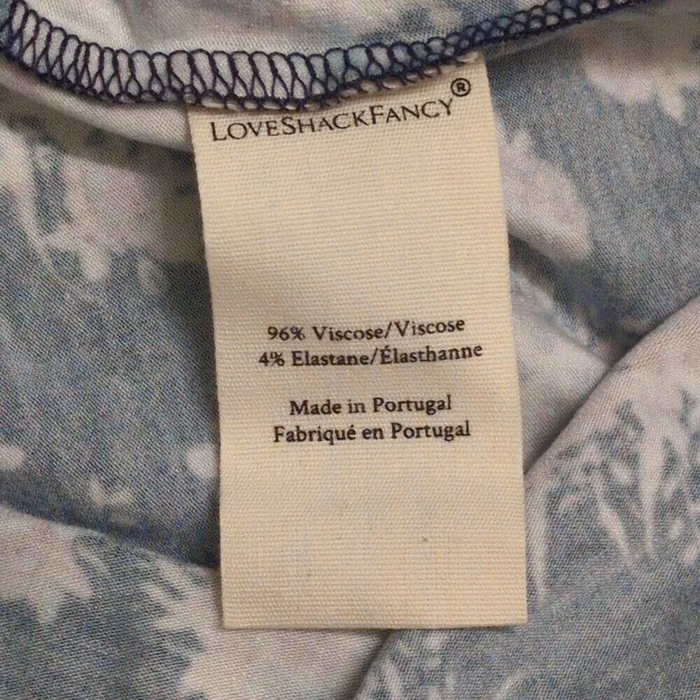 LoveShackFancy Deep Marine Floral Print Long Sleeve High Neck Blouse Size XS - Image 5