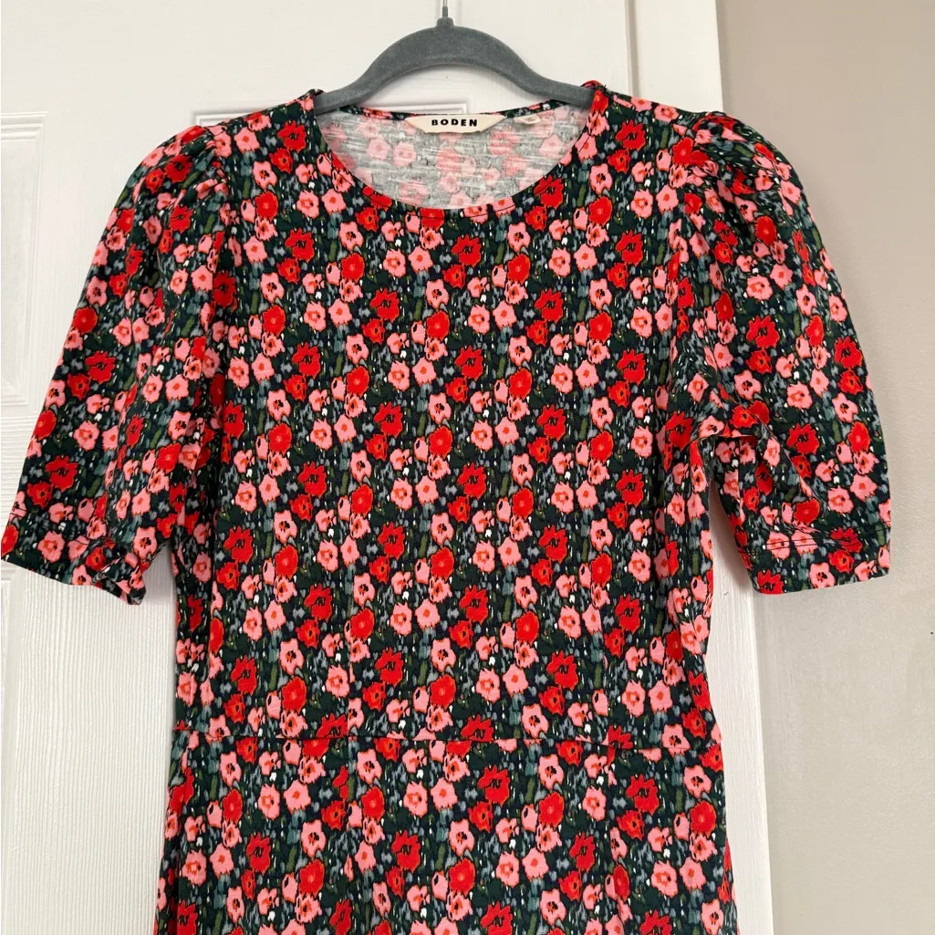 Boden Floral Bodycon Dress Midi Spring Summer Gardenia Pink Size 6 - Image 2