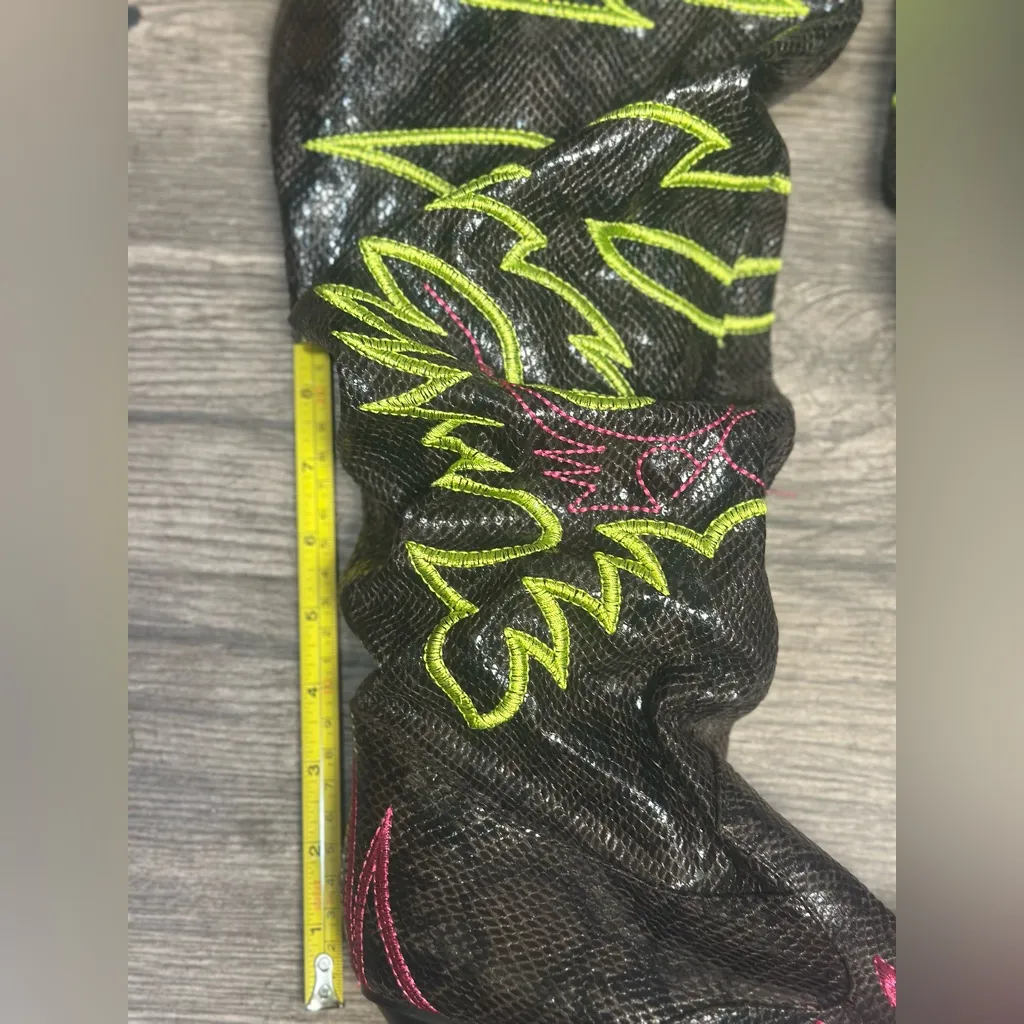 Brown and Pink Embroidered Boots Size 8.5 - Image 8