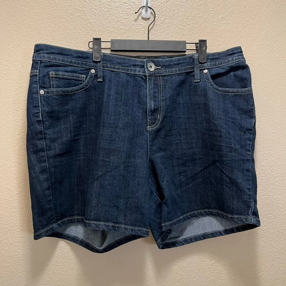 A.N.A A new Approach Mid Rise Dark Wash Denim Jean Shorts Plus Size 20 - Image 2