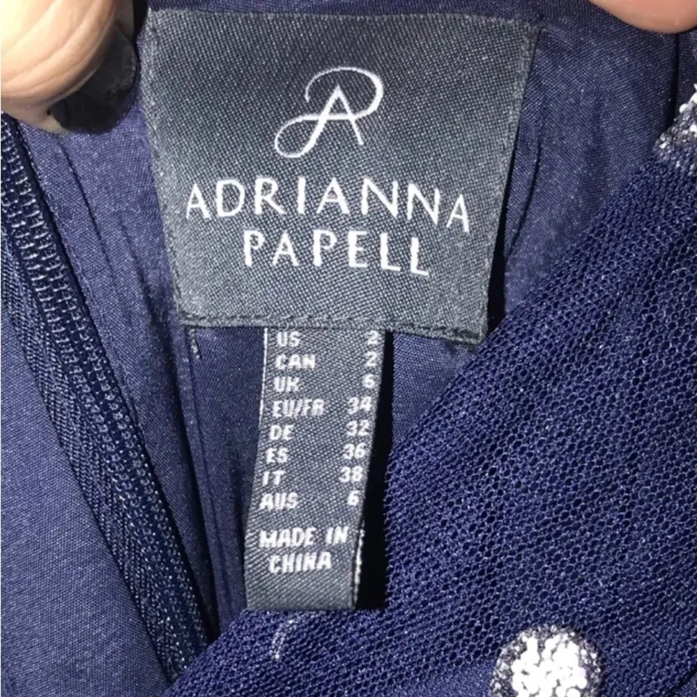 Adrianna Papell Women's Glitter Blue Navy Tulle Dress - Image 6