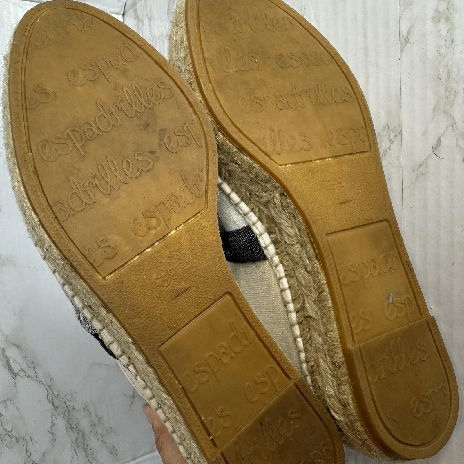 Loeffler Randall Shoes Womens Size 8.5 Beige Gingham Bow Espadrille Platform - Image 8