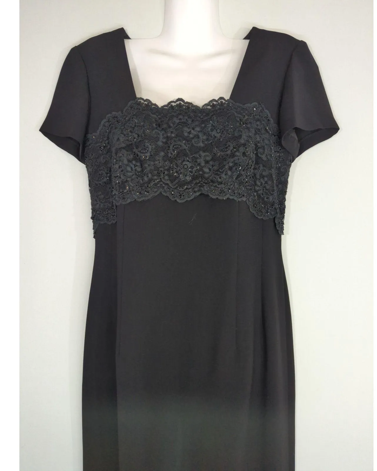 Donna Morgan Lacey Full Length Column Gown - Size 8 - Black Formal Wedding Gala - Image 2