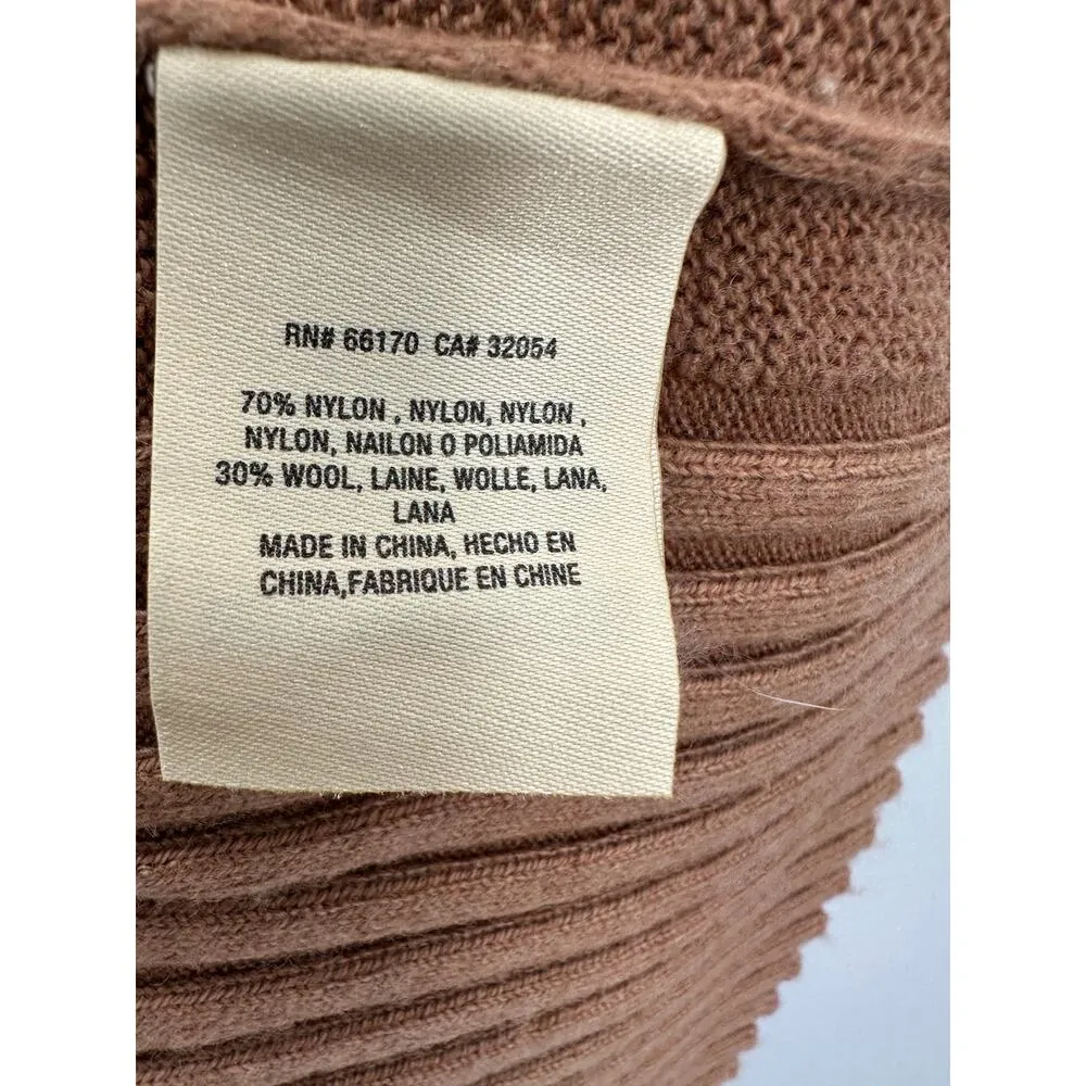 Moth Anthro Sweater Women Medium Tan Brown Ribbed High Neck Sleeveless Fitted - Image 8