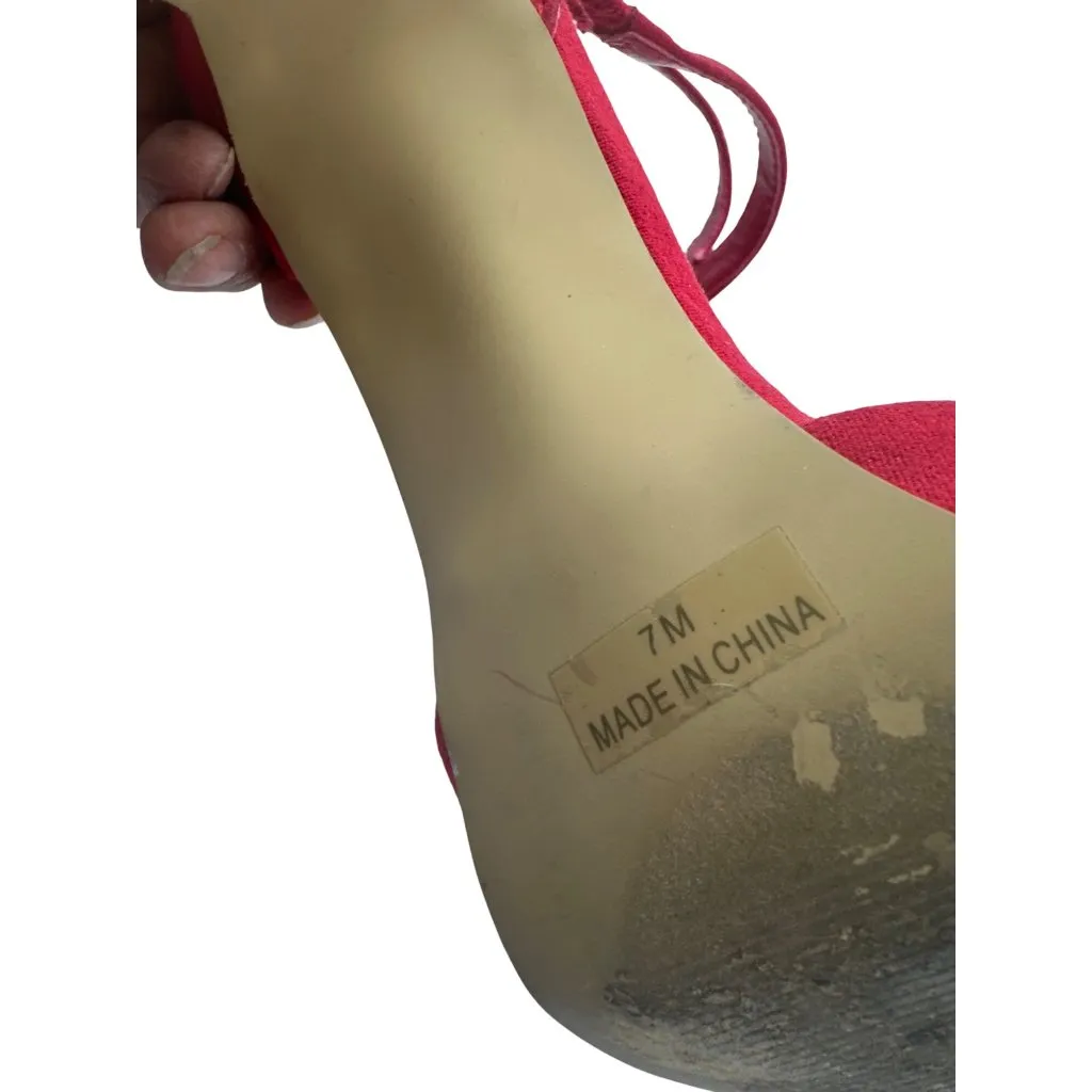 Penny Loves Kenny Size 7 Velvet Zip Back Dressy Party High Heels Red - Image 11