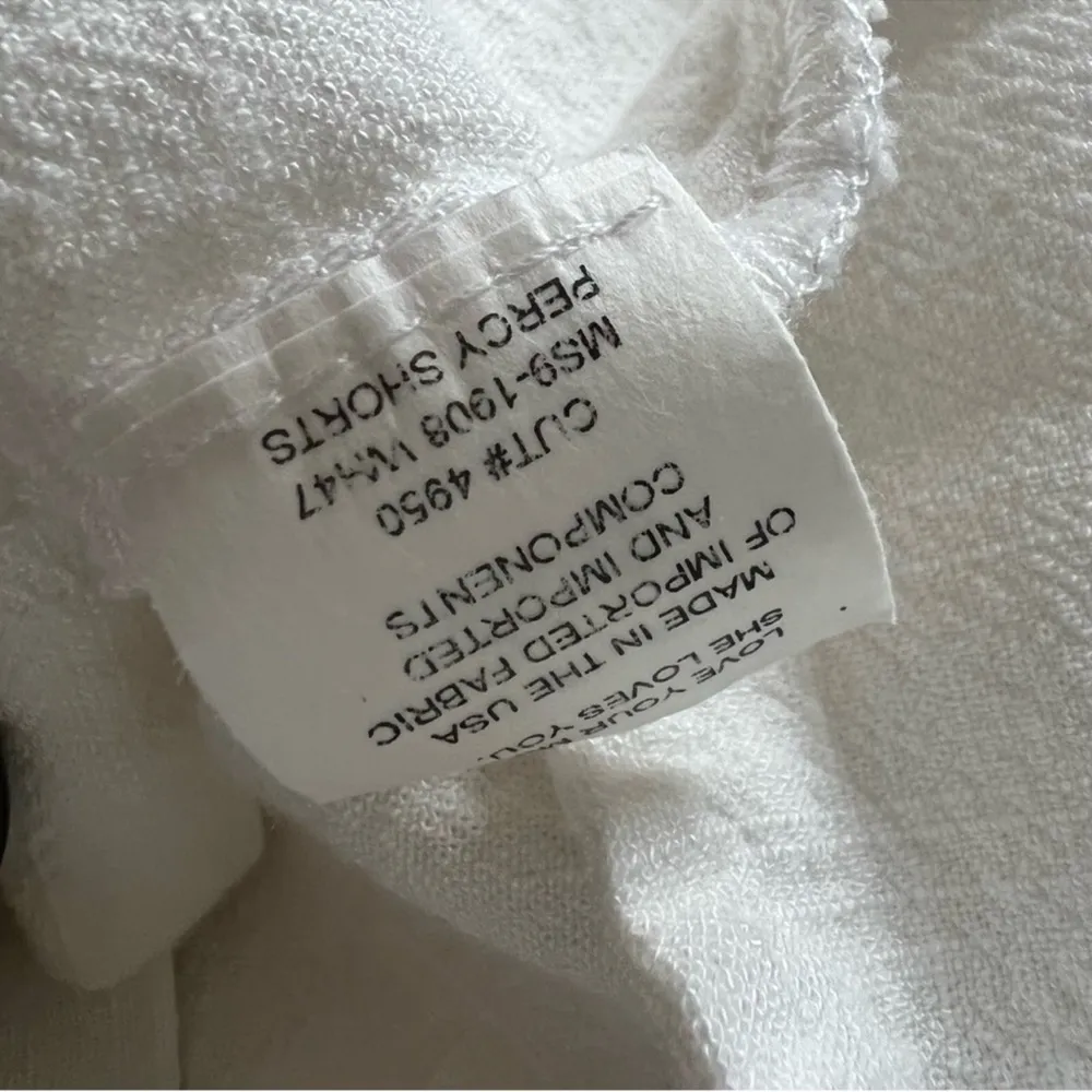 White Linen Blend Percy Shorts Belted Trouser Size Large - Image 7