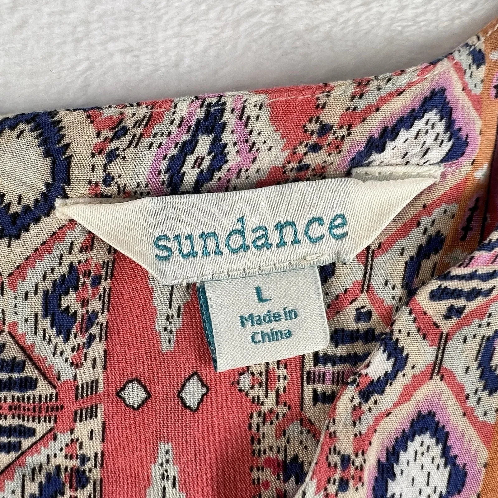 Sundance L Large Avignon Terraza Floral Dress Patchwork Bohemian Keyhole Boho Pink - Image 5