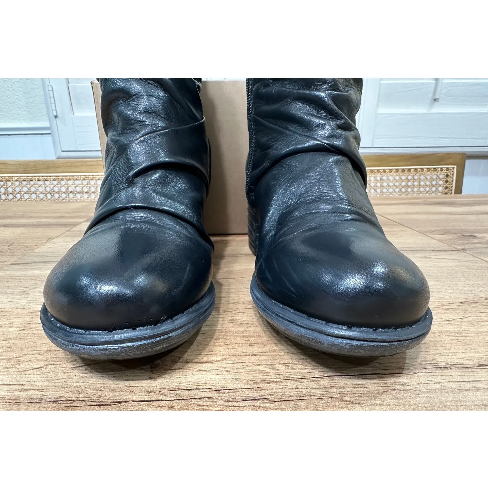 Miz Mooz Gem Dressy Boots Black Ruched Leather Size 6.5/7 US 37 EU NWOB Stylish - Image 8