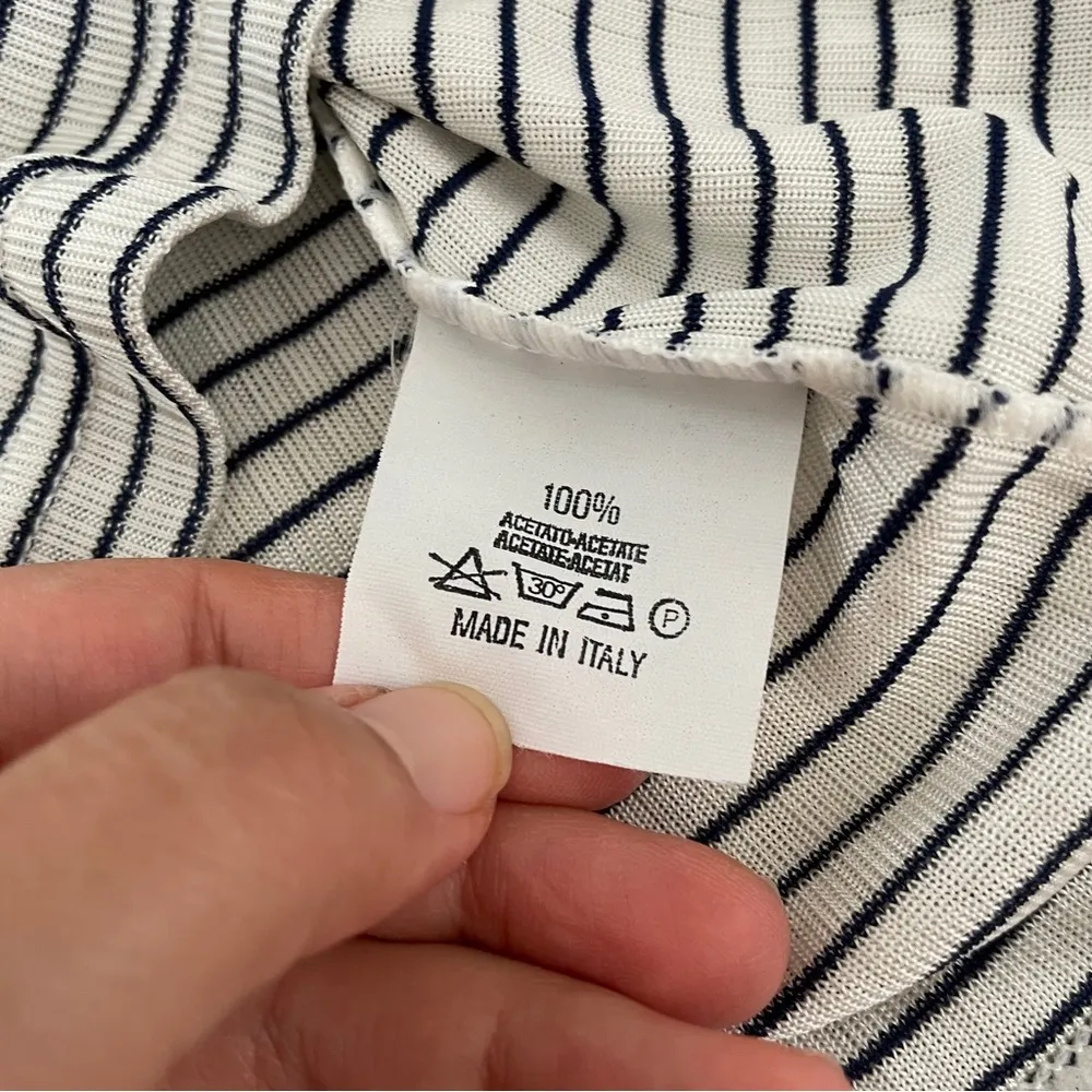 Terzo Millennio Striped Collared Henley Short Sleeve Shirt White/Black (Small) White - Image 6