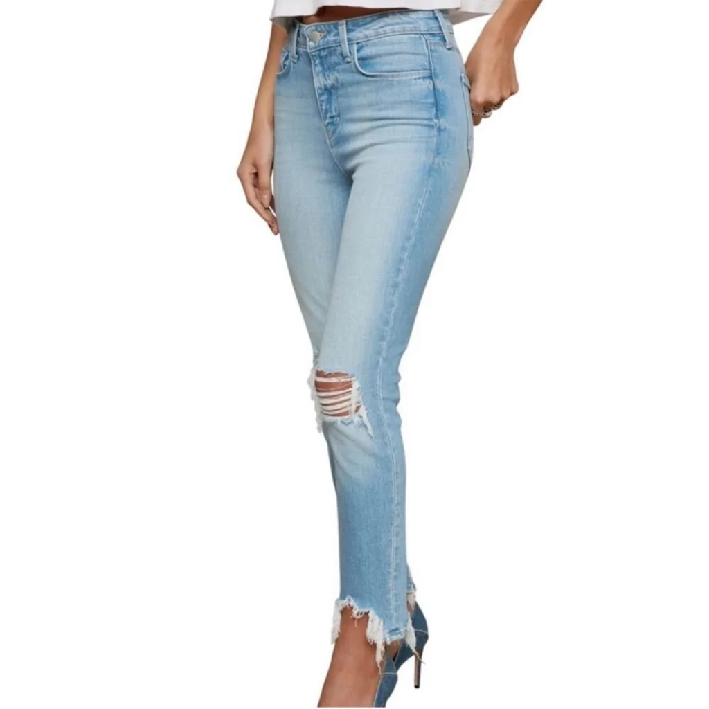 L'AGENCE High Line High Rise Skinny Jeans in Classic Brasie Distressed Size 25 - Image 2