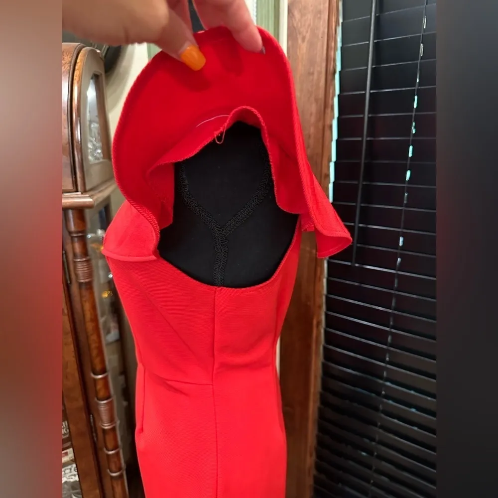 Mustard Seed Red Cocktail Dress Butterfly Sleeve Size M - Image 7