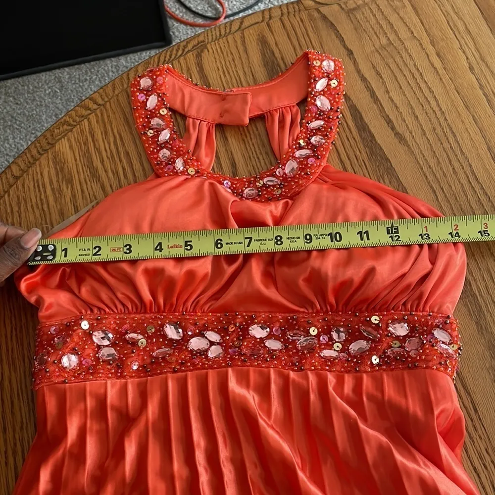 Women’s Open Back Beaded Prom Maxi Dress Sz 2 Princess Goddess Rhinestone Glam - Image 13