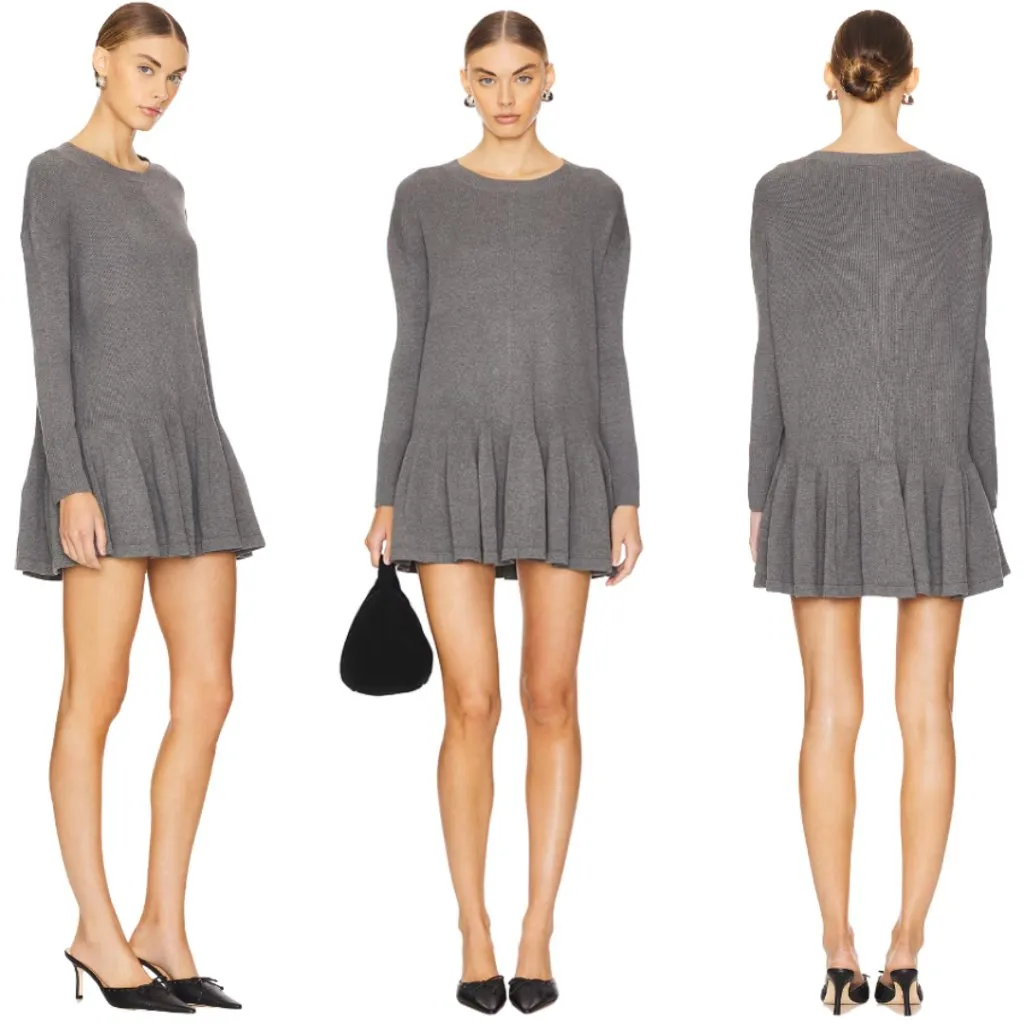 Free People Time On My Side Sweater Mini Dress Women XL Gray Knit Drop Waist NWT - Image 3