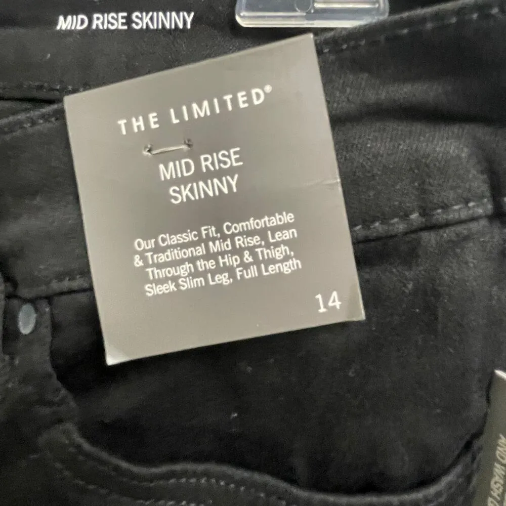 The Limited Mid Rise Skinny Black Jeans Size 14 NEW Classic Casual Stretch - Image 6