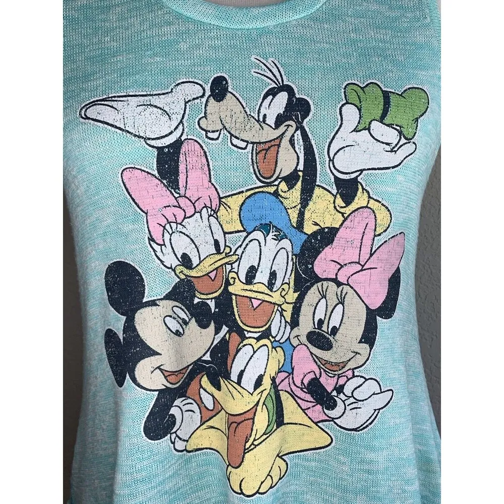 Mickey Gang Characters Racerback Tank Top Light Weight XSmall AquaMarine - Image 3