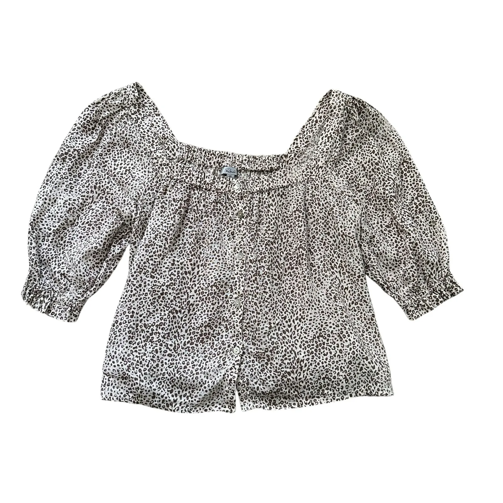 Rails Lola Sand brown & tan cheetah print short sleeve top size XS - Image 13