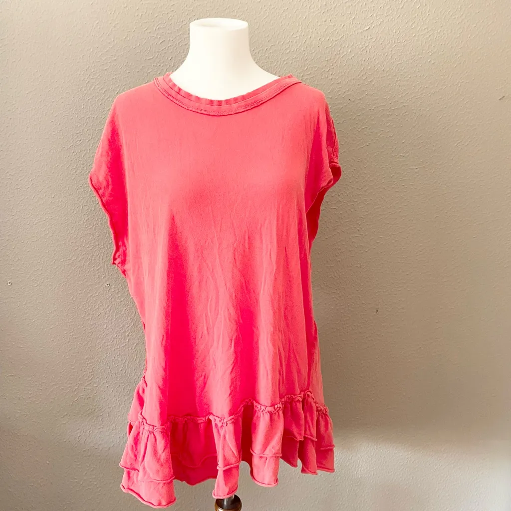 Free People Pink Ruffled Cap Sleeve Tunic - Image 5