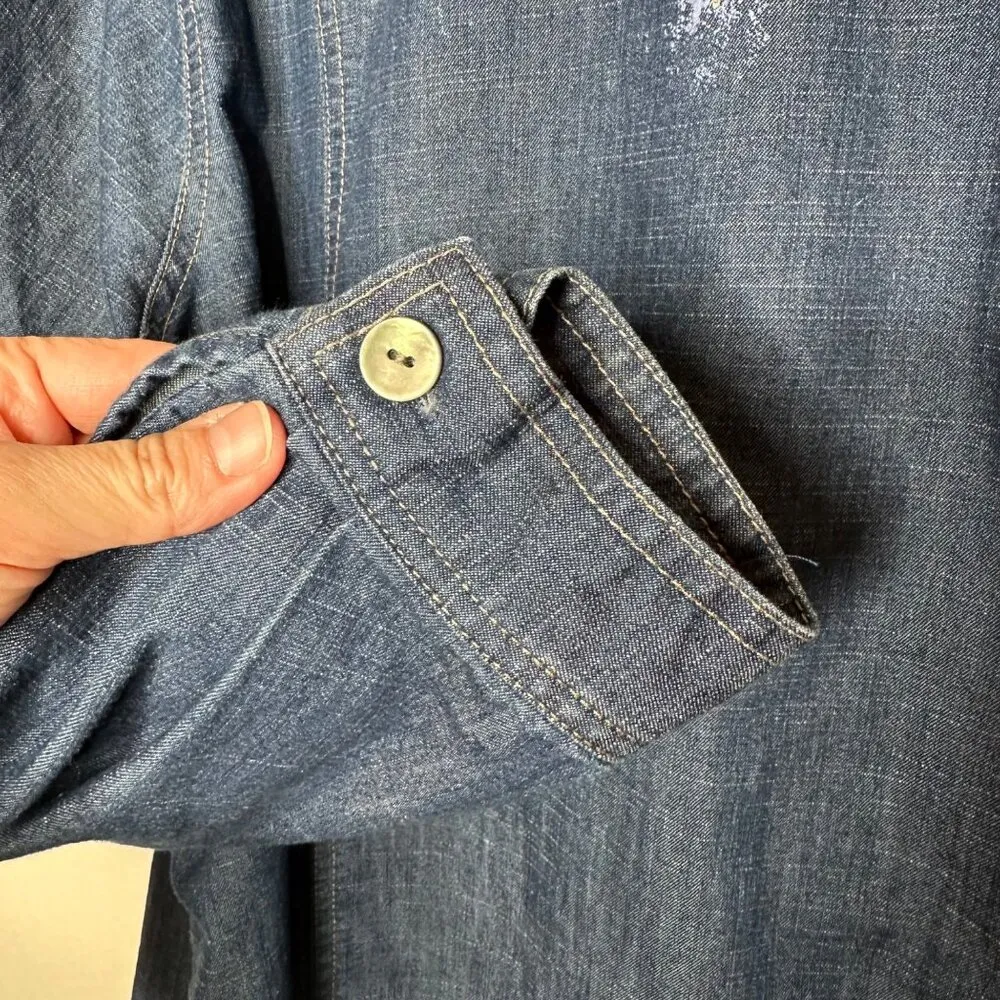 Napa Valley Floral Denim‎ Jacket Sz 1X Blue - Image 5