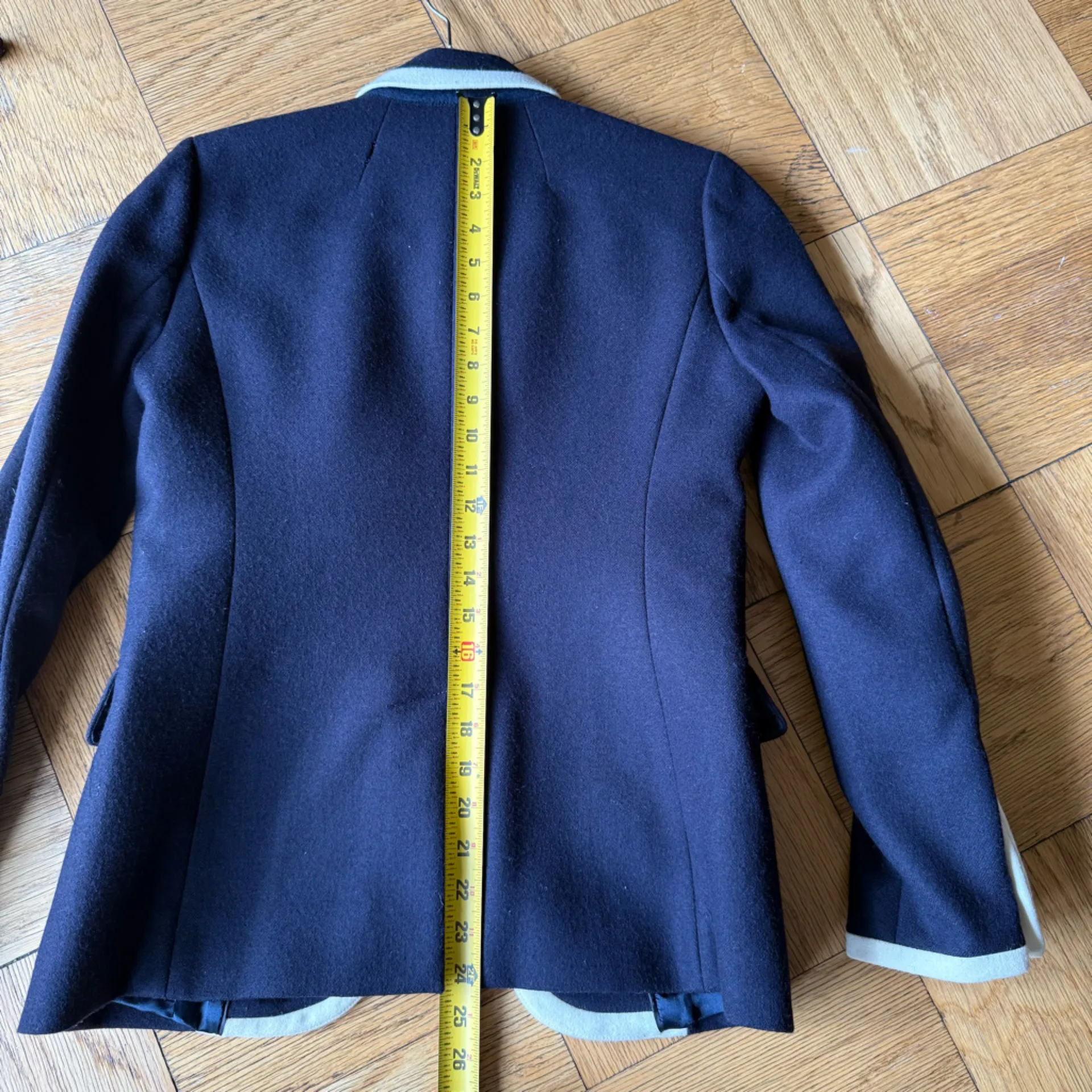 J. Crew Tipped Double-Serge 100% Wool Hacking Jacket in Navy/Cream, Size 2 - Image 14