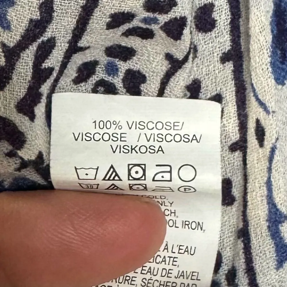 Lucky Brand Women's Blue Floral Off-Shoulder Blouse Medium - Image 15