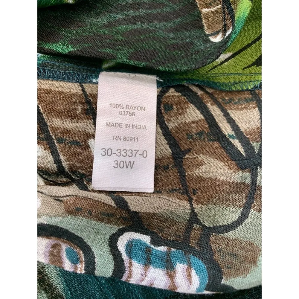 Roaman's Women's Flowery Blouse Green Size 30W - Image 4