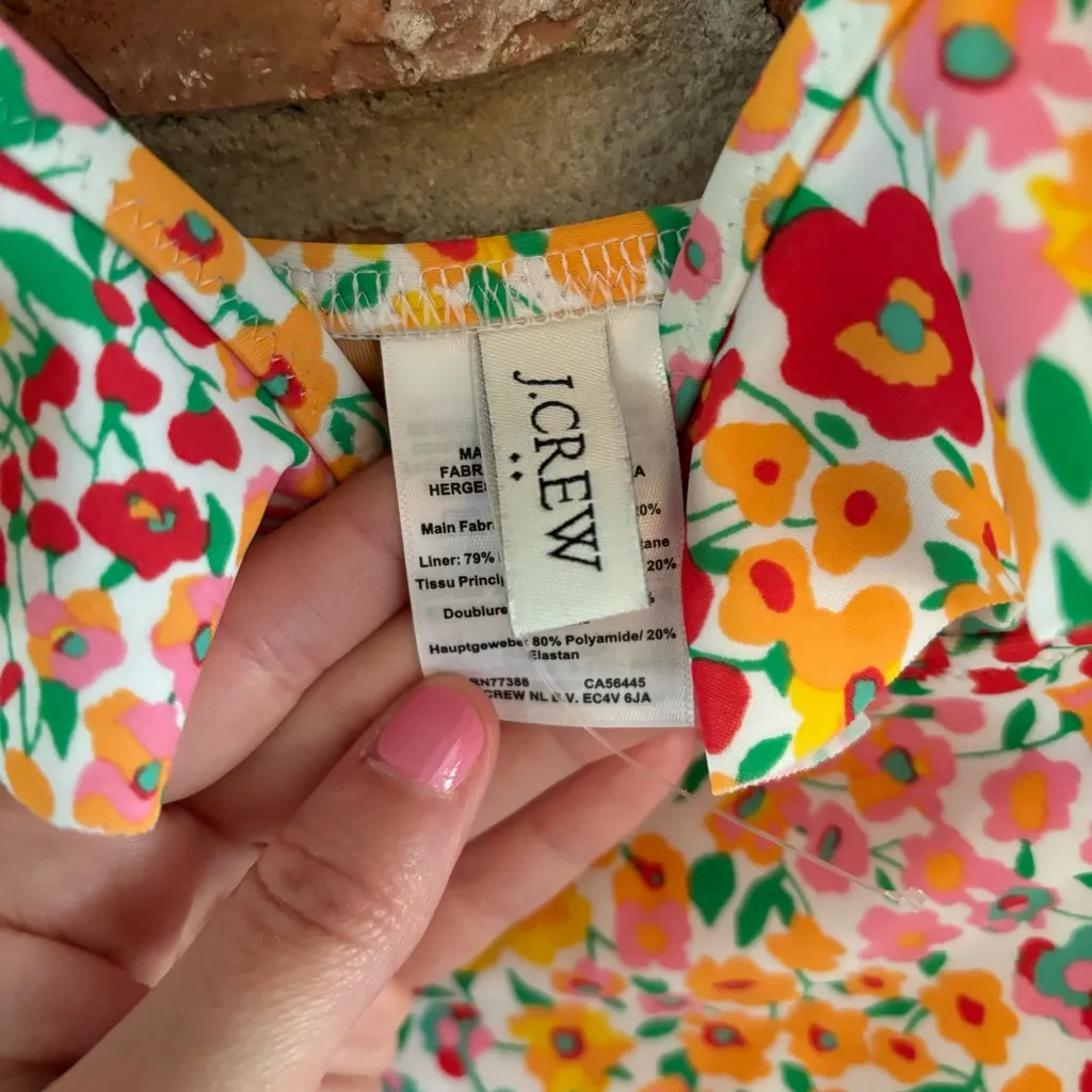 J. Crew Floral Ruffle One Piece Swimsuit, XS Yellow - Image 7