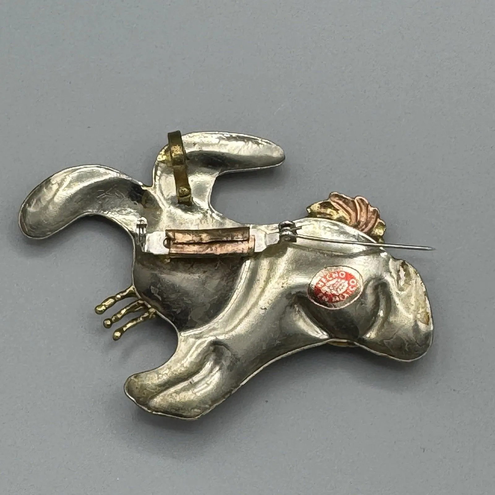 Vtg Bunny Rabbit Shaped Brooch Pendant 90's Hecho en Mexico Mixed Metal Jewelry Size 0 - Image 7