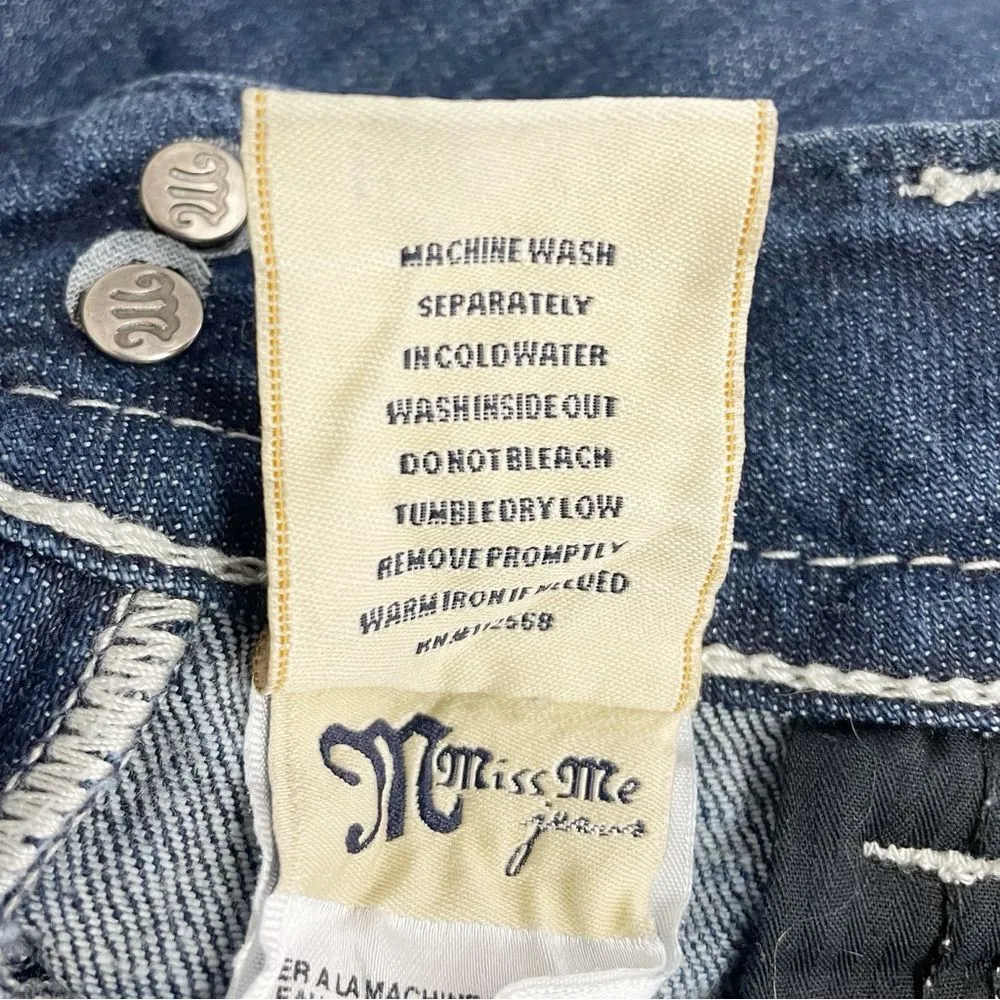 Miss Me Bermuda Shorts Medium Wash Bling Angel Wing Cut-off Jean Shorts Size 28 - Image 9