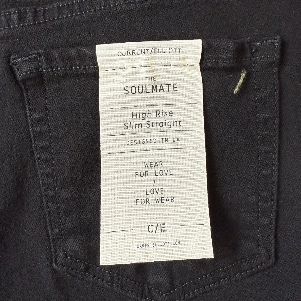 NWT‎ Current Elliot The Soulmate High Rise Slim Straight Jeans Size 25 Black - Image 5
