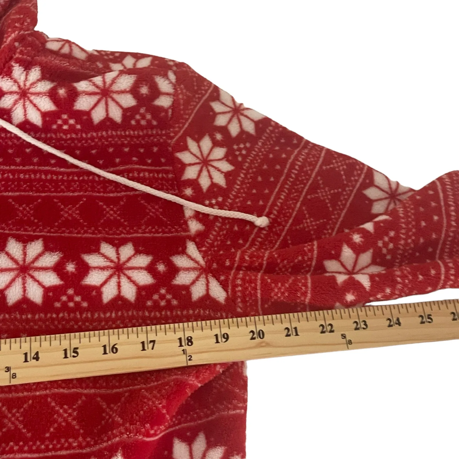 Sleepytime PJs Women's Size Small Fair Isle Fleece Hooded‎ Footed Pajamas Red - Image 6