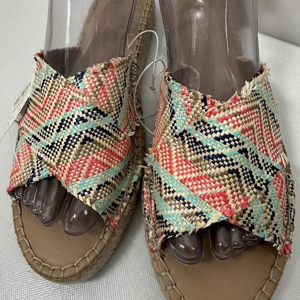 Universal Thread Sandals Sonya Coral Woven Slide Beachy Straw Vacation Boho 9.5 - Image 3